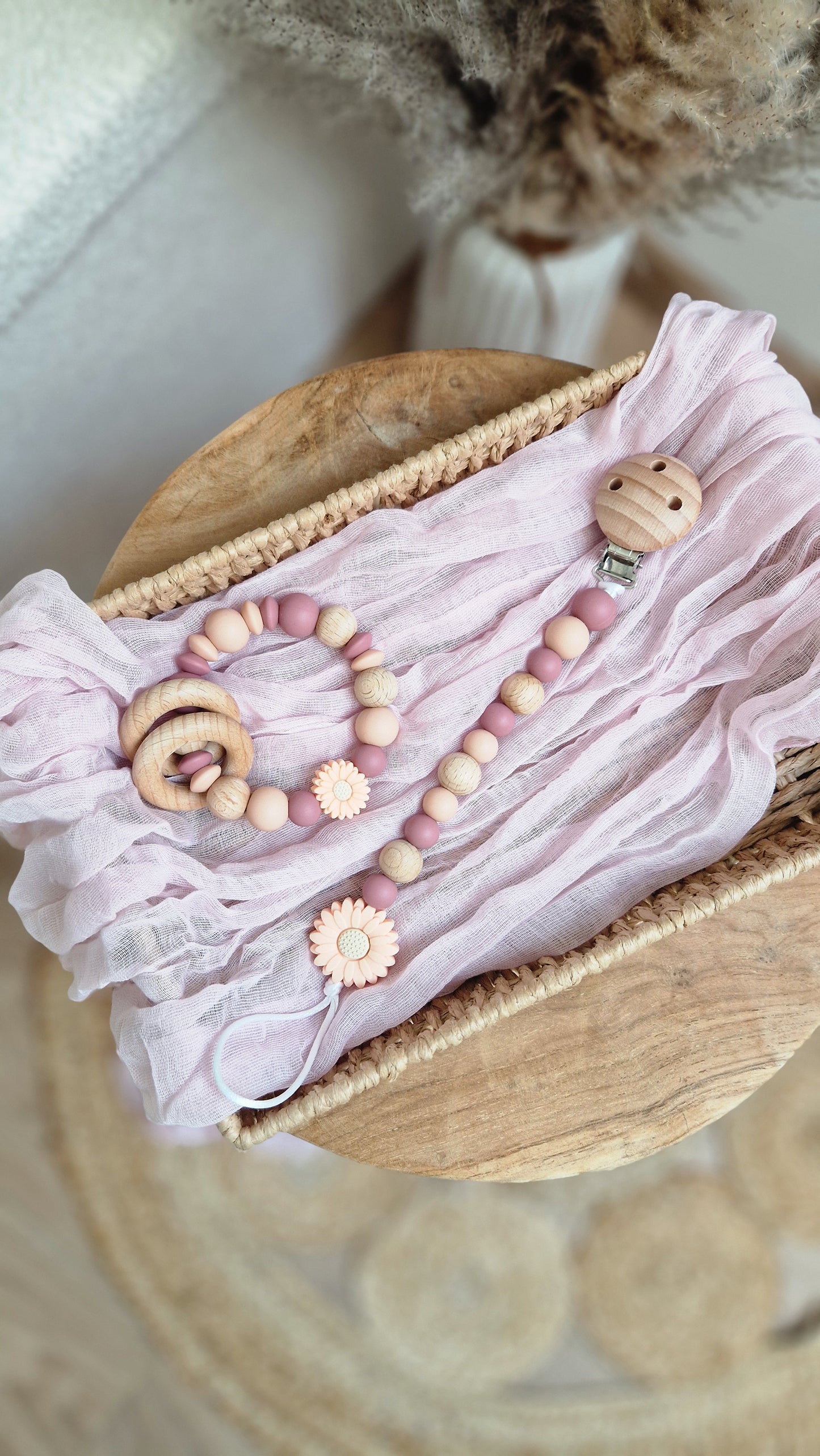 Attache tétine et anneau de dentition ~ Marguerite