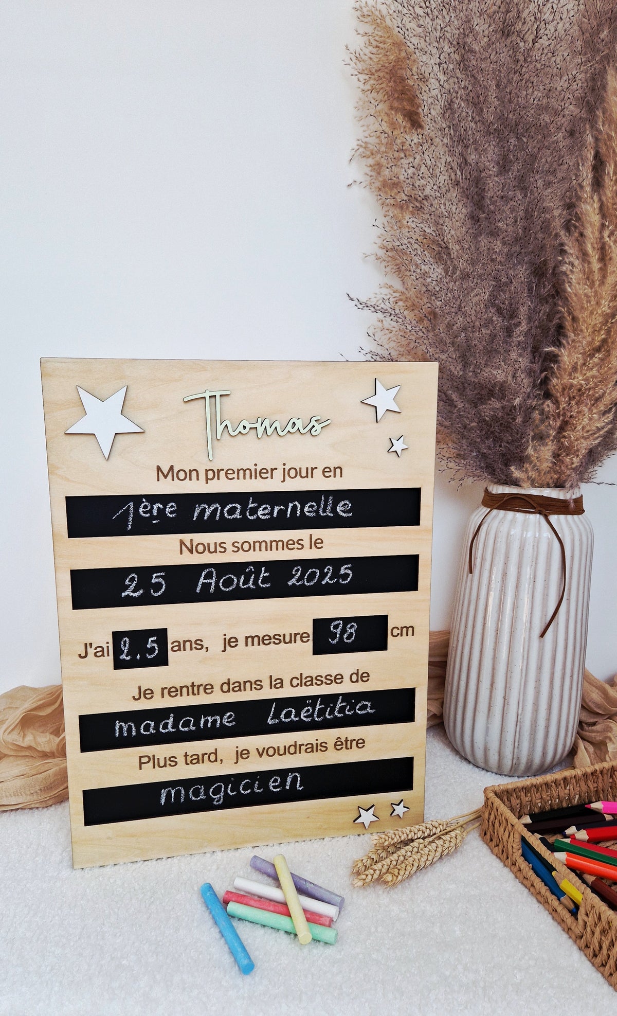 Tableau d'annonce de rentrée scolaire personnalisé