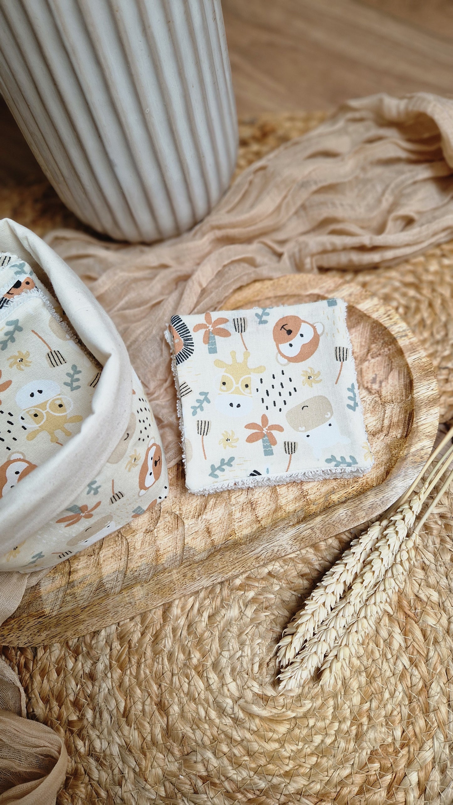 Panière et les lingettes lavables
