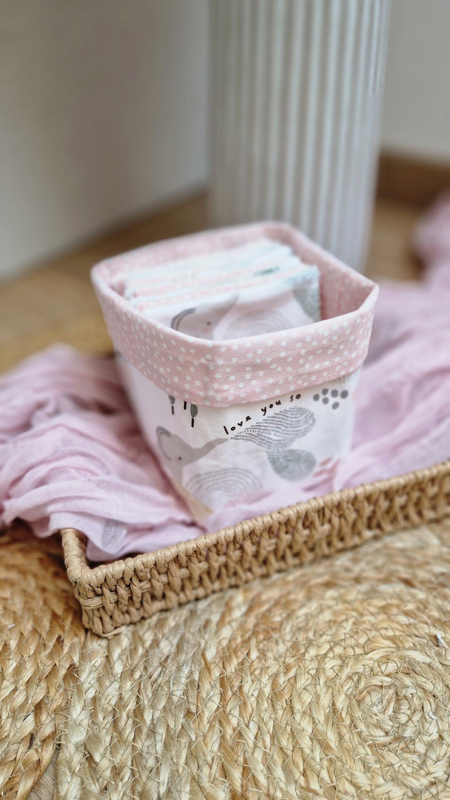 Panière et les lingettes lavables
