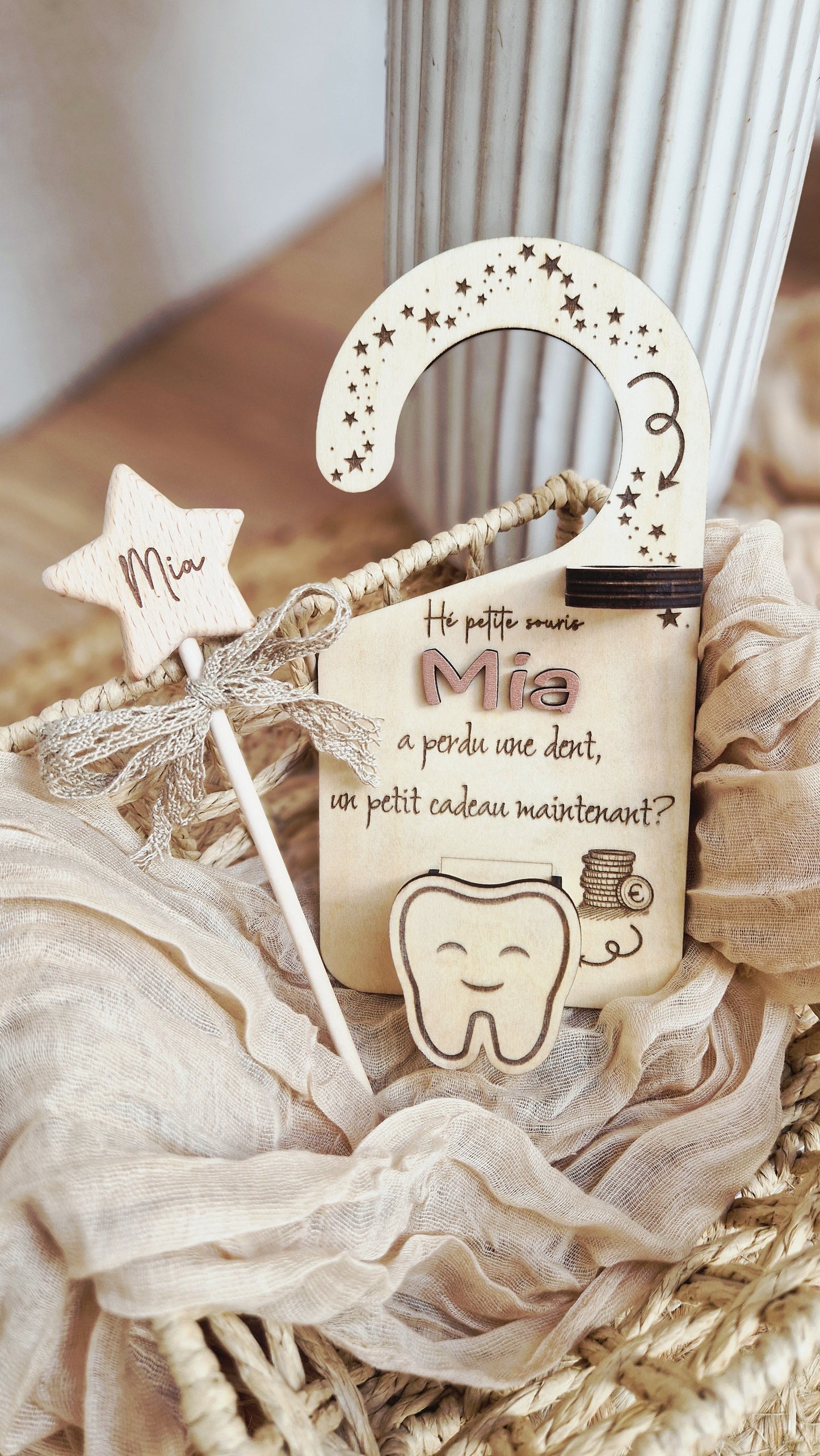Accroche porte personnalisé ~ Fée des dents et sa baguette magique