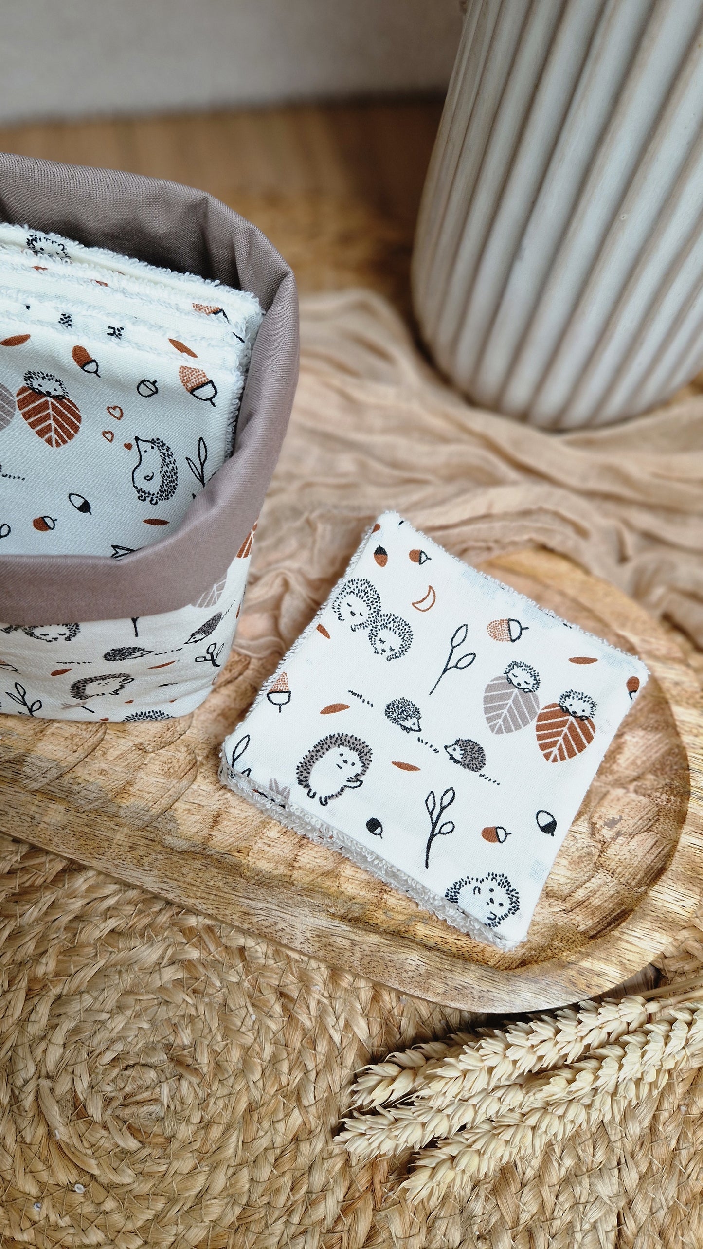 Panière et les lingettes lavables