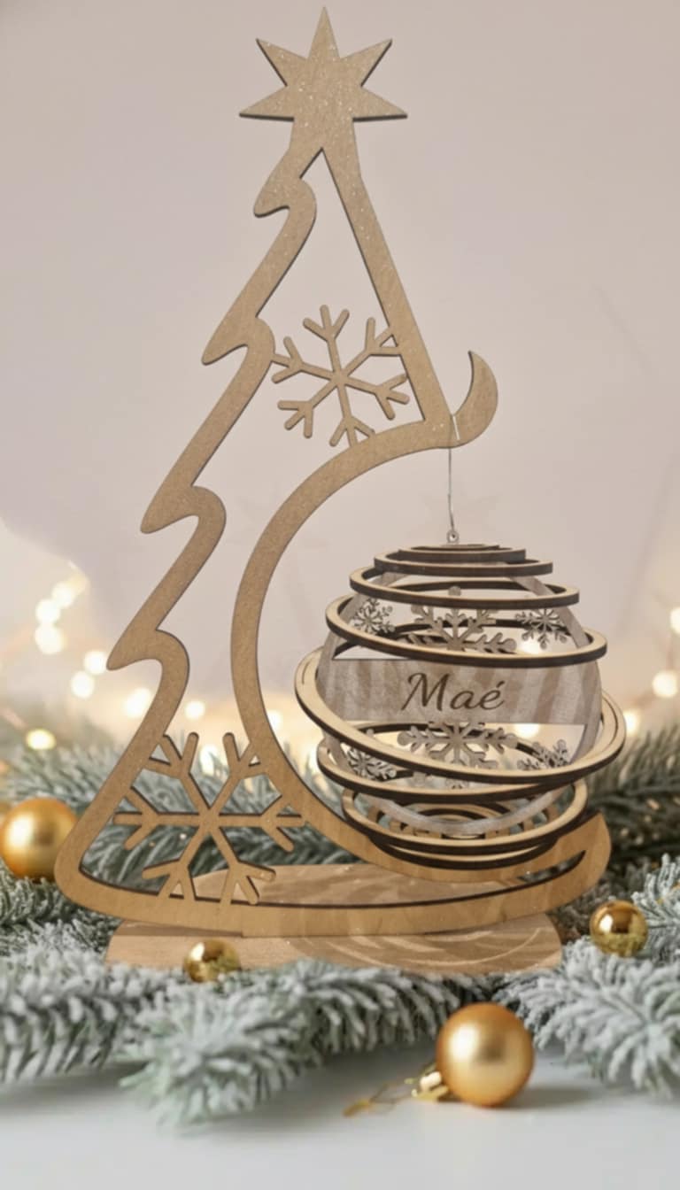 Arbre de Noël en Bois 2 décorations  personnalisable