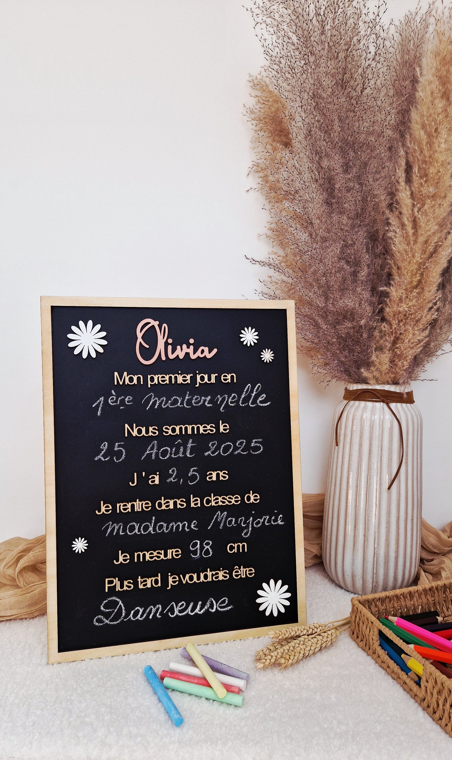 Tableau d'annonce de rentrée scolaire personnalisé