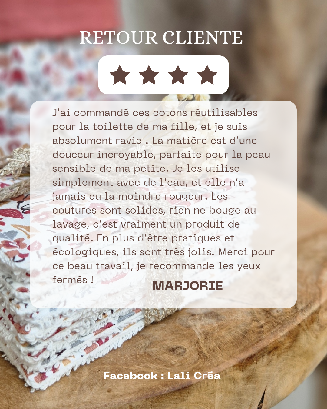 Panières et 10 lingettes lavables fleuries