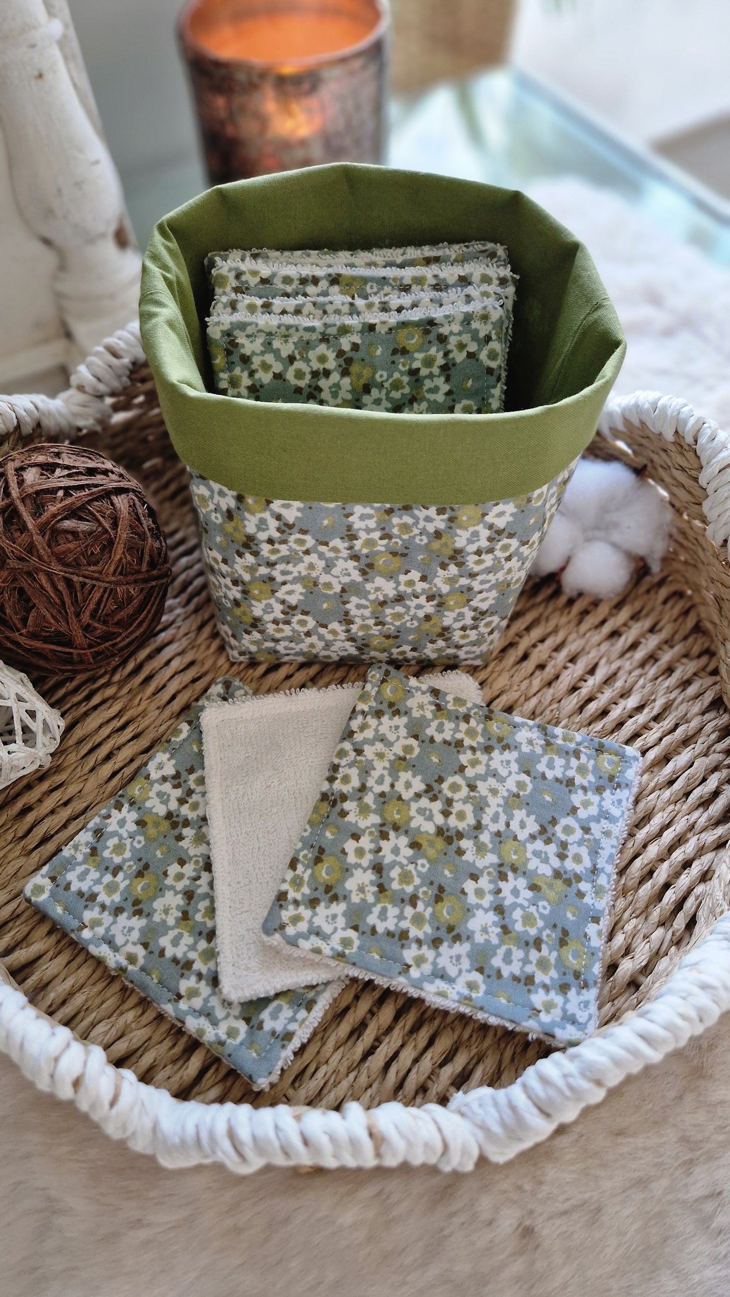 Panières et lingettes lavables