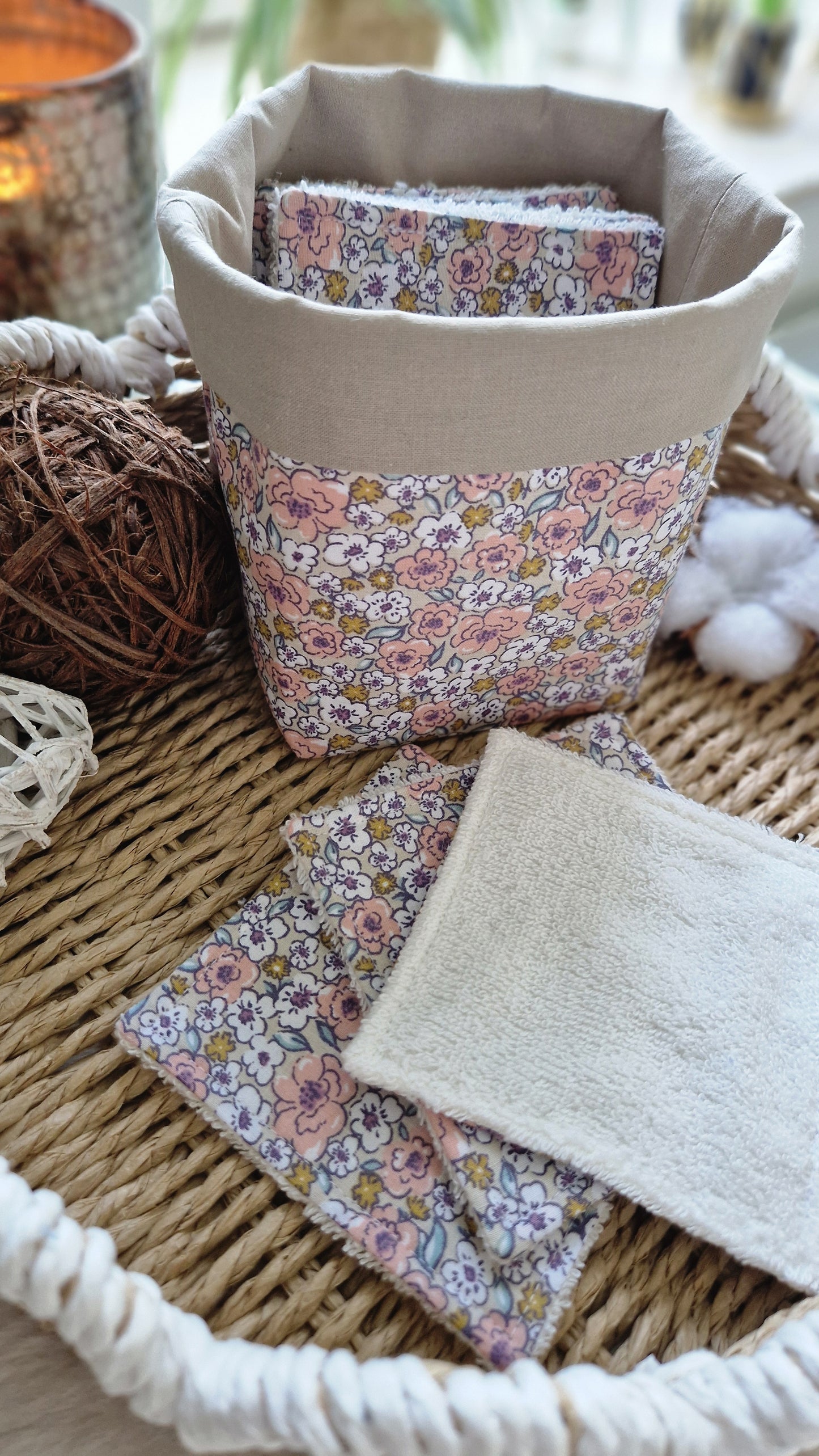 Panières et lingettes lavables