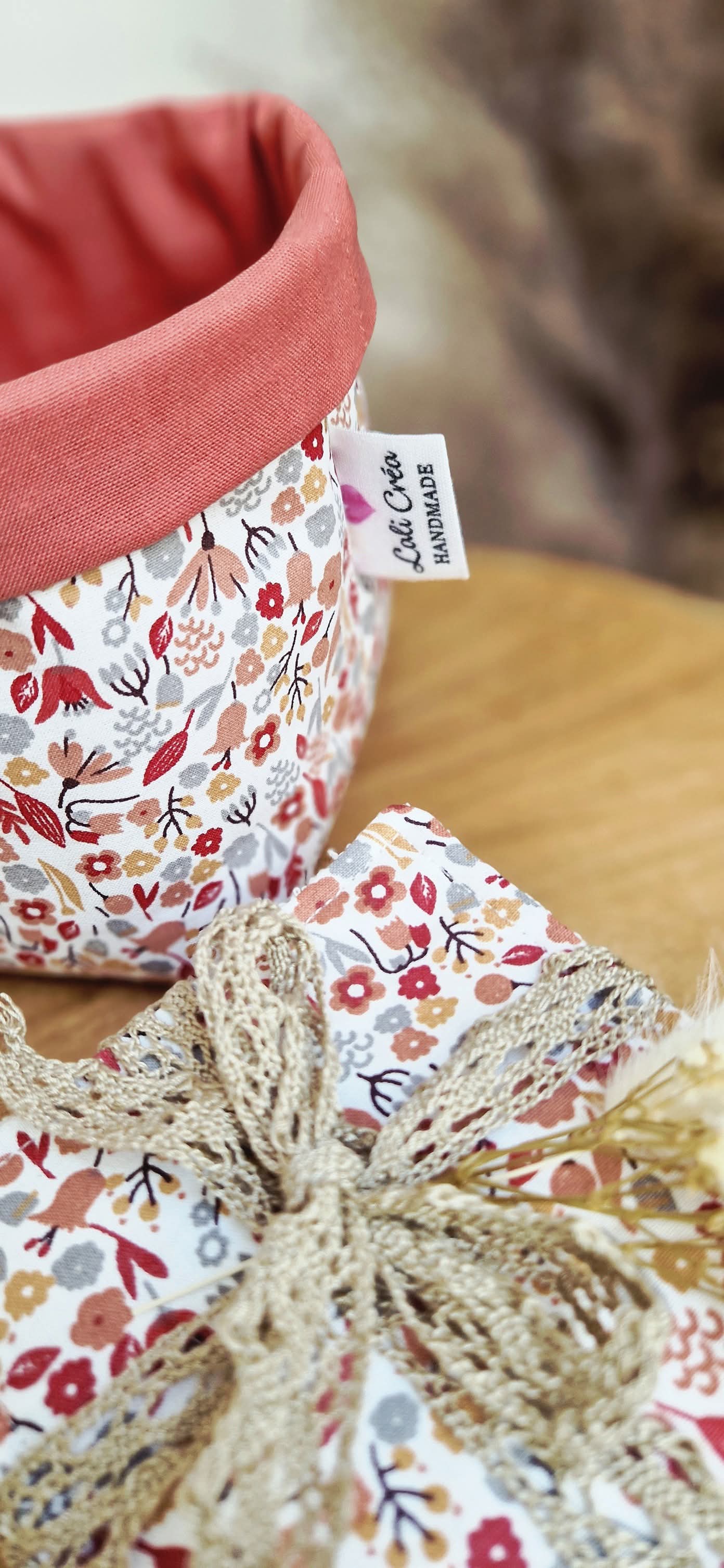Panières et 10 lingettes lavables fleuries