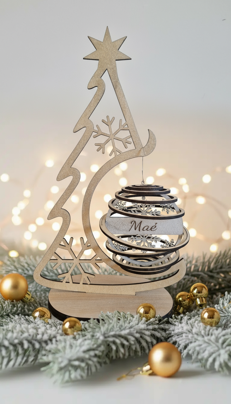 Arbre de Noël en Bois 1 décoration Personnalisable