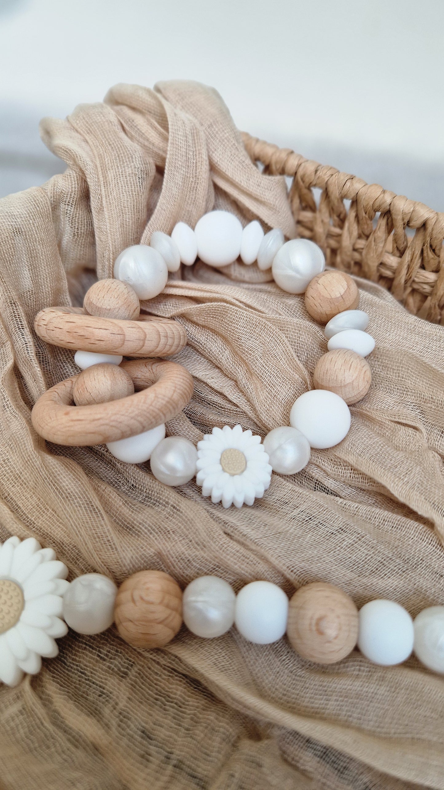 Attache tétine et anneau de dentition ~ Spécial baptême/mariage